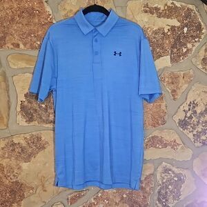 Under Armour Loose Heatgear Blue Polo Short Sleeve Shirt Sz M‎